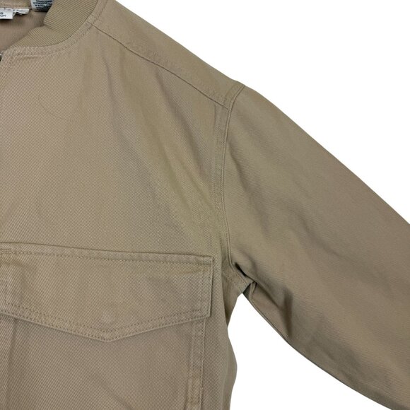 Nicole MillerTan Cropped Utility Jacket Small Cargo Pockets Full Zip Cotton - Picture 6 of 8